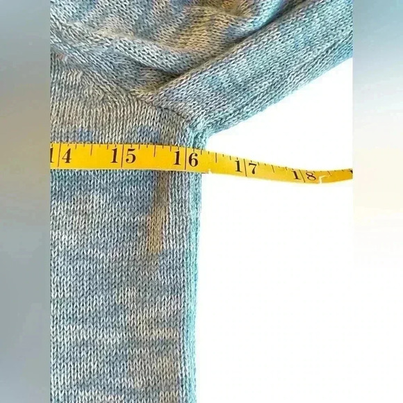 Talbots Cotton Linen Blue Open Front Cardigan Sweater Small Petite Classic - Picture 6 of 8